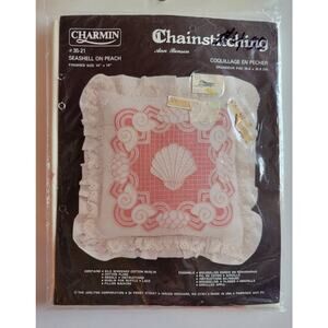 Janlynn Charmin Chainstitching Kit #35-21 Seashell on Peach Pillow Case Kit